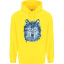A Polygon Wolf Childrens Kids Hoodie Yellow