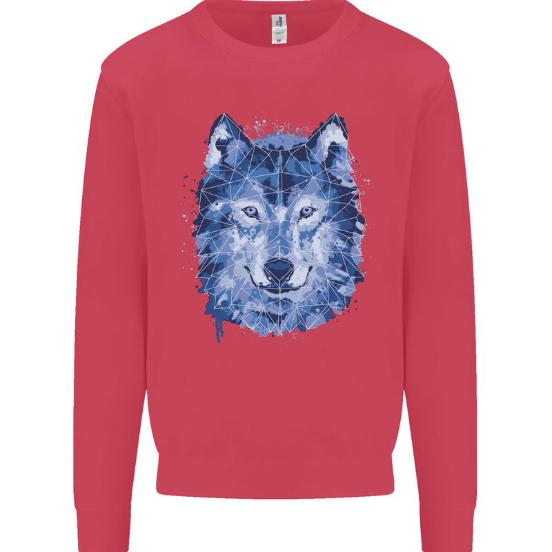 A Polygon Wolf Kids Sweatshirt Jumper Heliconia