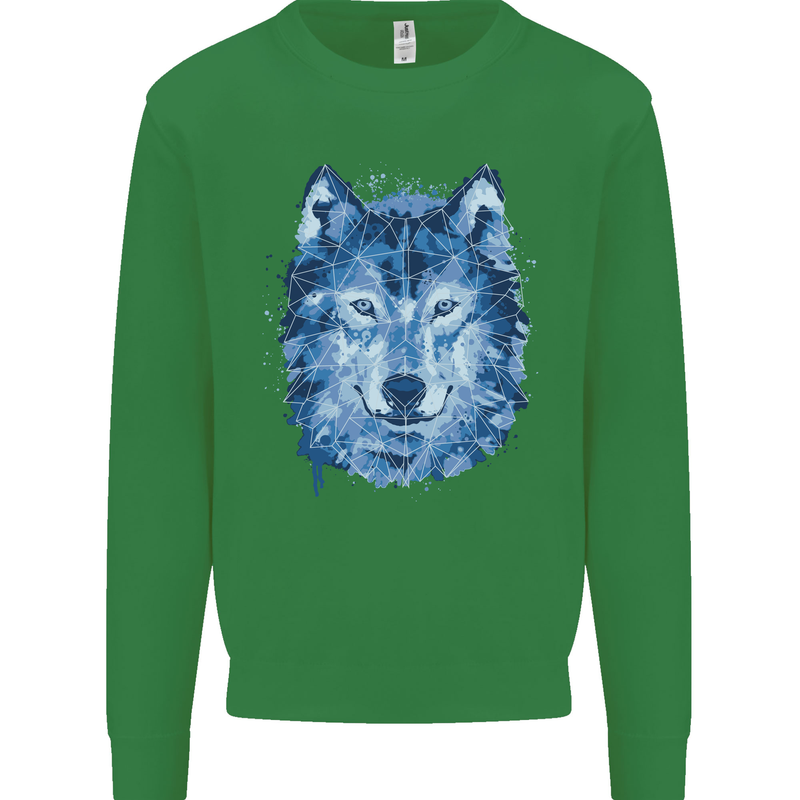 A Polygon Wolf Kids Sweatshirt Jumper Irish Green