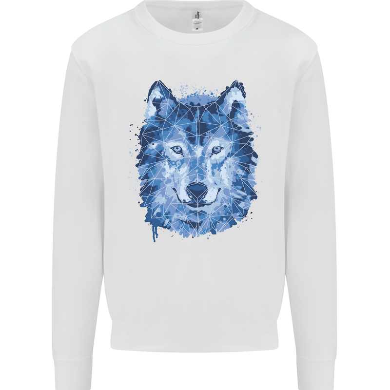 A Polygon Wolf Kids Sweatshirt Jumper White