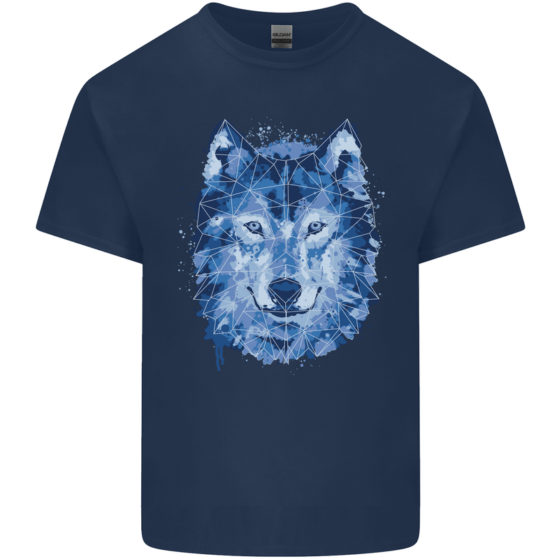 A Polygon Wolf Kids T-Shirt Childrens Navy Blue