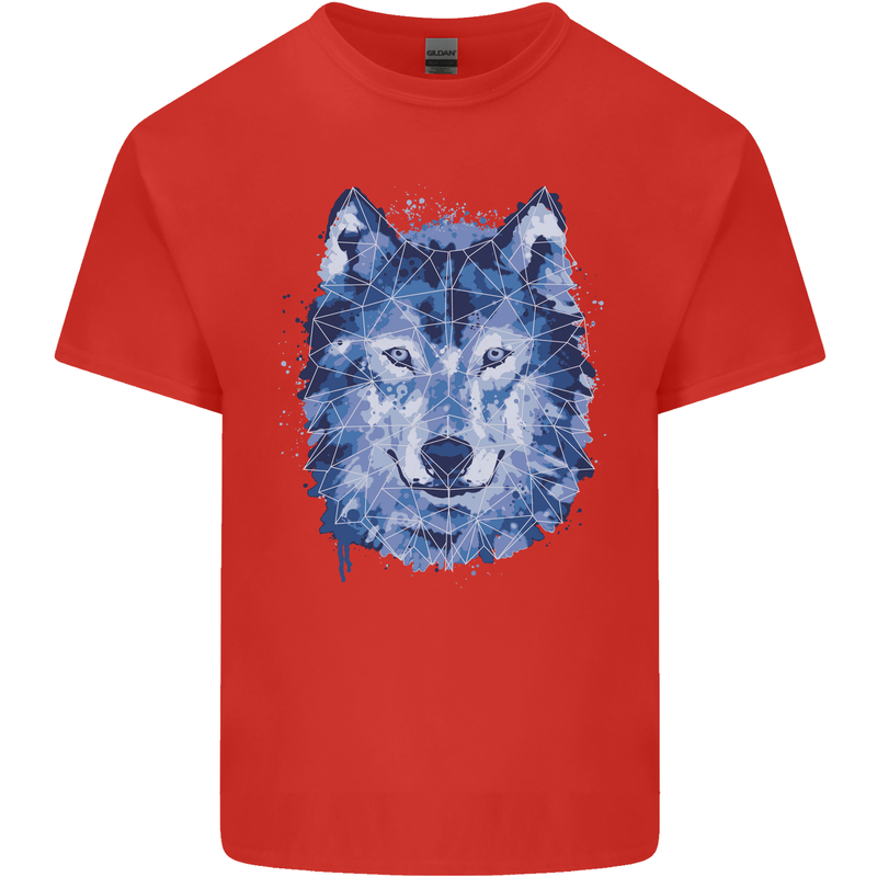 A Polygon Wolf Kids T-Shirt Childrens Red