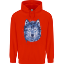 A Polygon Wolf Mens 80% Cotton Hoodie Bright Red