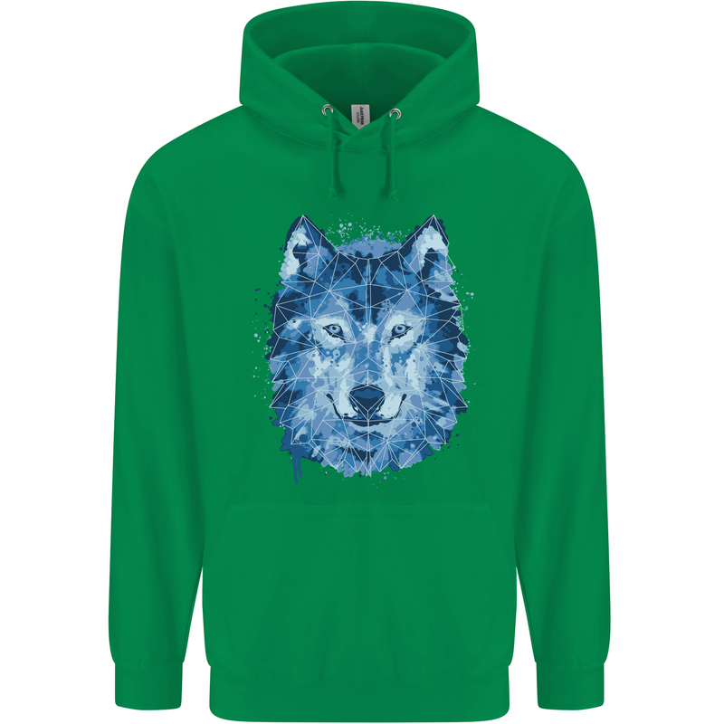 A Polygon Wolf Mens 80% Cotton Hoodie Irish Green