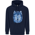 A Polygon Wolf Mens 80% Cotton Hoodie Navy Blue