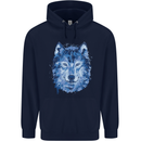 A Polygon Wolf Mens 80% Cotton Hoodie Navy Blue