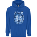 A Polygon Wolf Mens 80% Cotton Hoodie Royal Blue