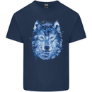 A Polygon Wolf Mens Cotton T-Shirt Tee Top Navy Blue