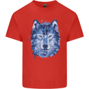 A Polygon Wolf Mens Cotton T-Shirt Tee Top Red