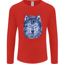 A Polygon Wolf Mens Long Sleeve T-Shirt Red