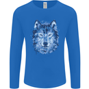 A Polygon Wolf Mens Long Sleeve T-Shirt Royal Blue