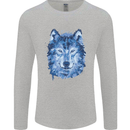 A Polygon Wolf Mens Long Sleeve T-Shirt Sports Grey