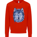 A Polygon Wolf Mens Sweatshirt Jumper Bright Red