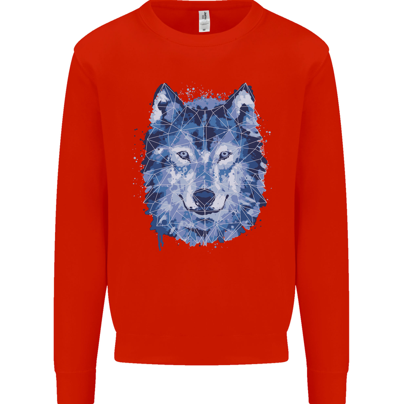 A Polygon Wolf Mens Sweatshirt Jumper Bright Red