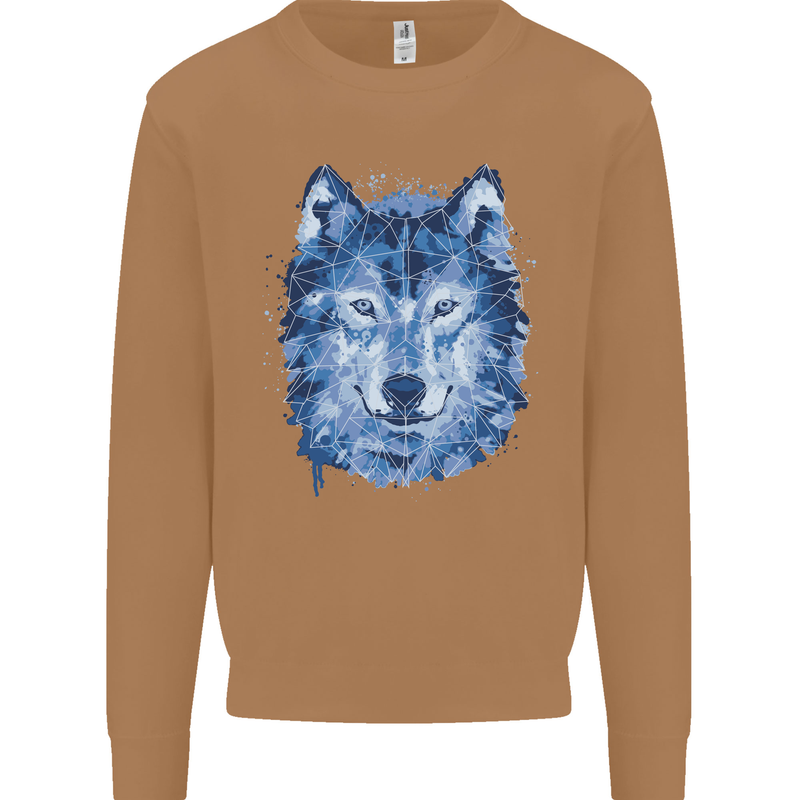 A Polygon Wolf Mens Sweatshirt Jumper Caramel Latte
