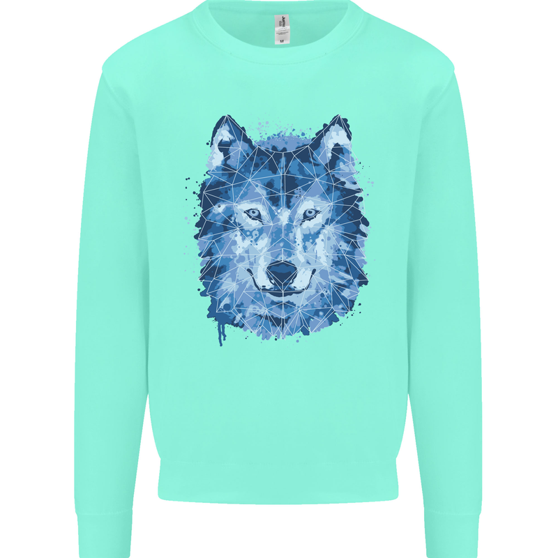 A Polygon Wolf Mens Sweatshirt Jumper Peppermint