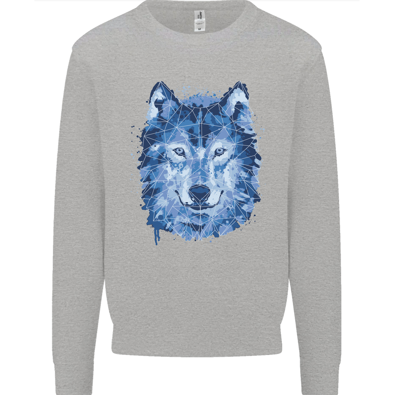 A Polygon Wolf Mens Sweatshirt Jumper Sports Grey