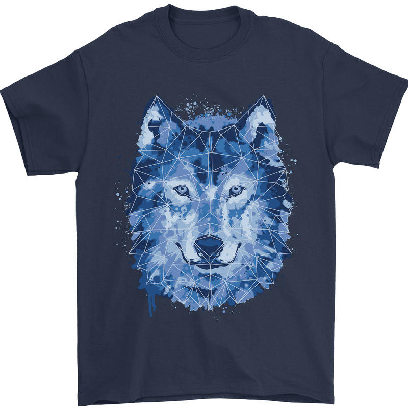 A Polygon Wolf Mens T-Shirt 100% Cotton Navy Blue