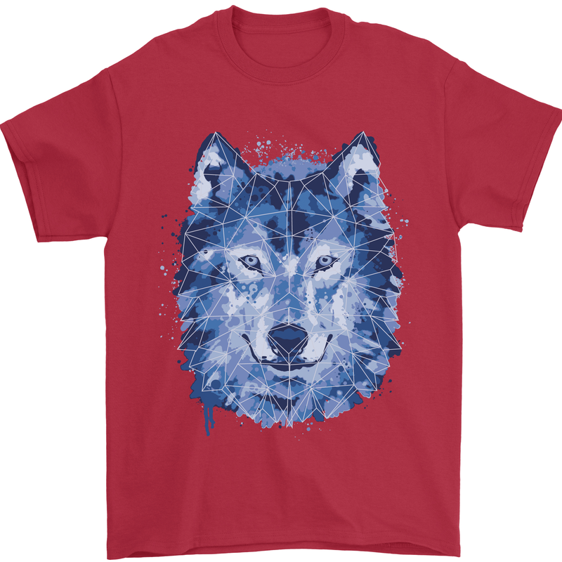 A Polygon Wolf Mens T-Shirt 100% Cotton Red