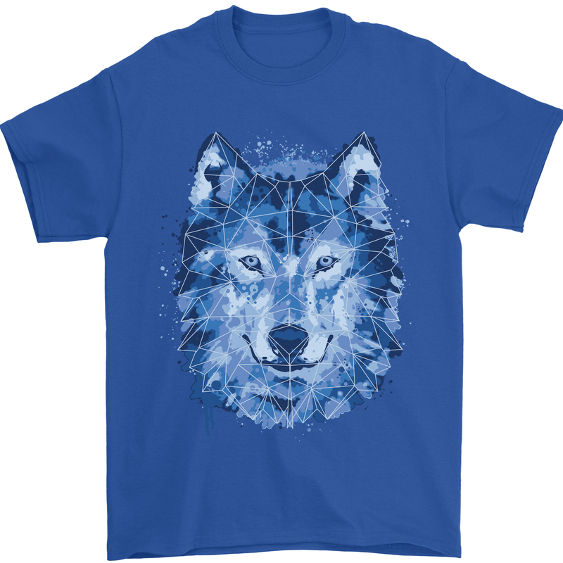 A Polygon Wolf Mens T-Shirt 100% Cotton Royal Blue