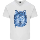 A Polygon Wolf Mens V-Neck Cotton T-Shirt White