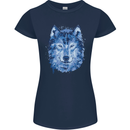 A Polygon Wolf Womens Petite Cut T-Shirt Navy Blue