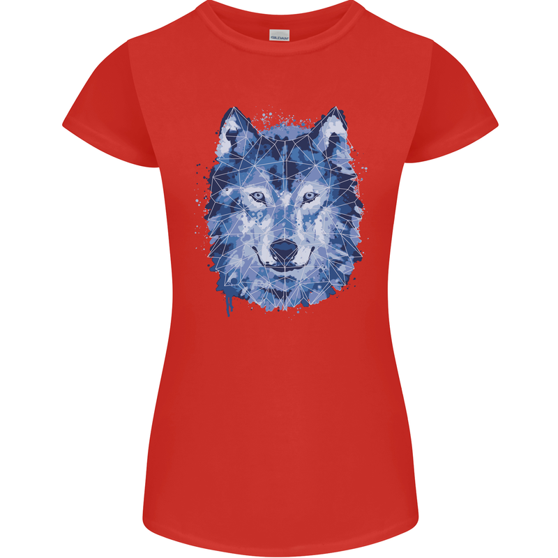 A Polygon Wolf Womens Petite Cut T-Shirt Red