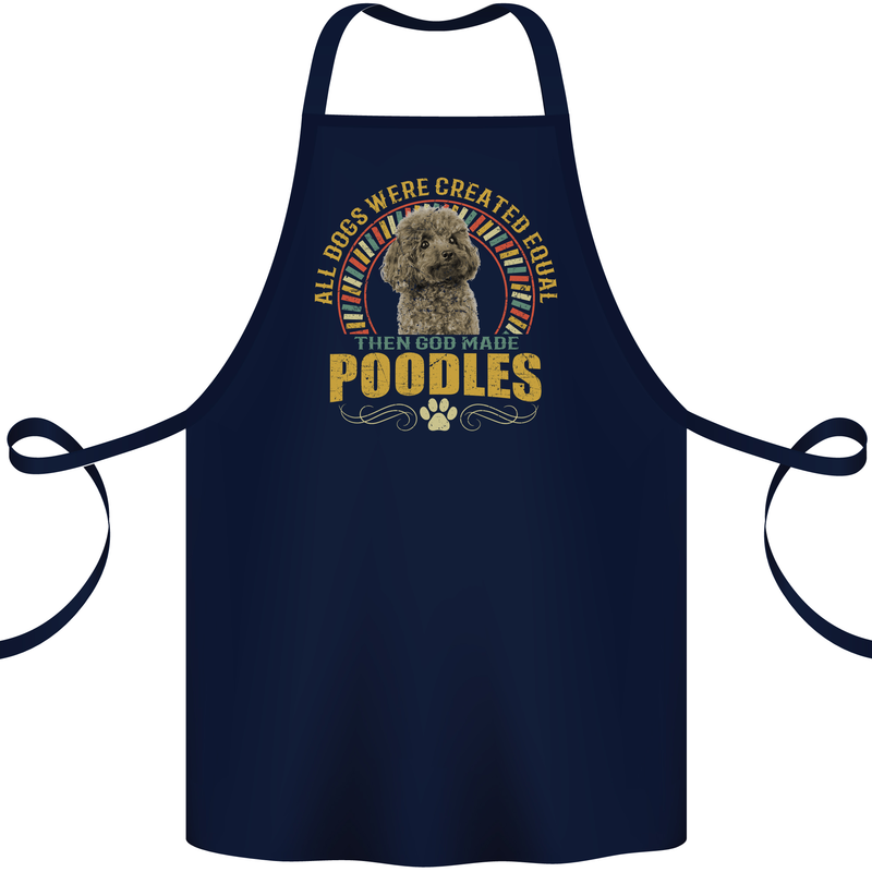 A Poodle Dog Cotton Apron 100% Organic Navy Blue