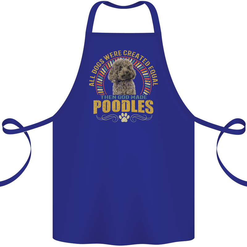 A Poodle Dog Cotton Apron 100% Organic Royal Blue