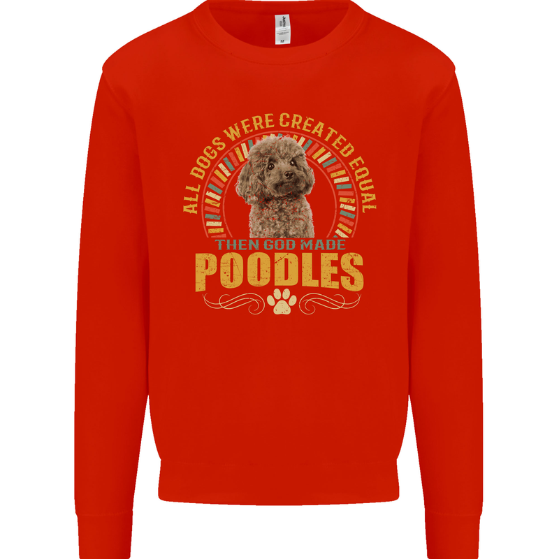 A Poodle Dog Kids Sweatshirt Jumper Bright Red