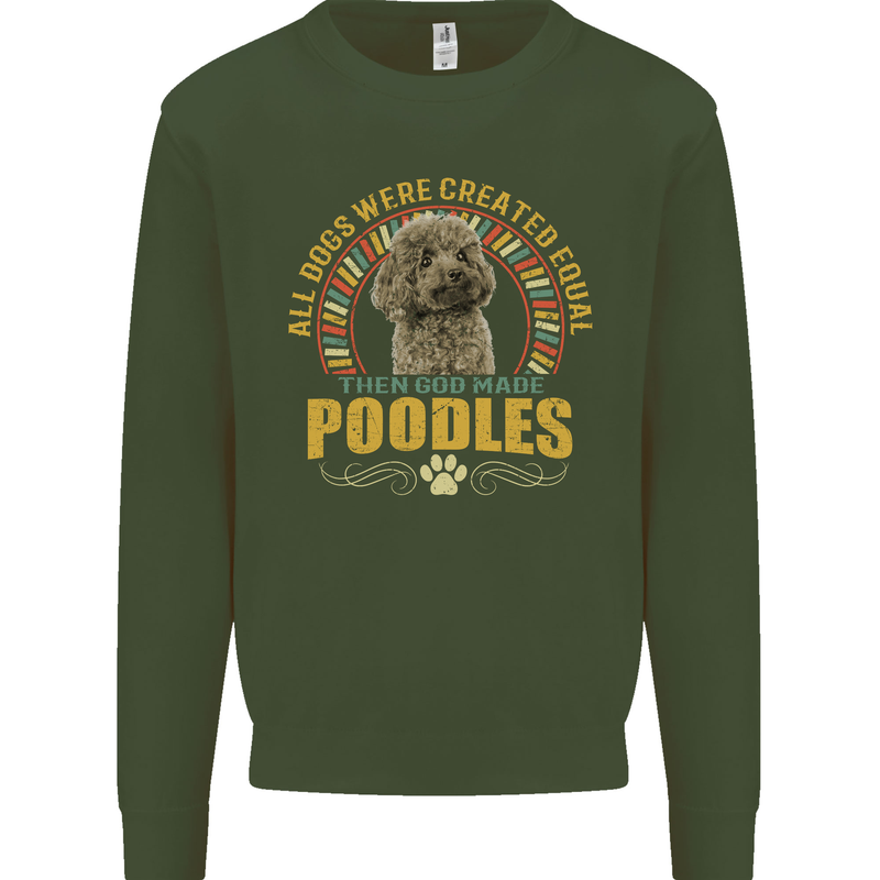 A Poodle Dog Kids Sweatshirt Jumper Forest Green