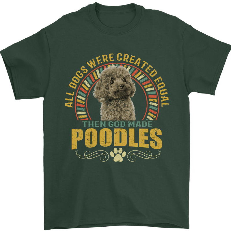 A Poodle Dog Mens T-Shirt 100% Cotton Forest Green