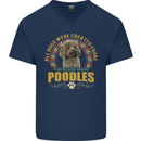 A Poodle Dog Mens V-Neck Cotton T-Shirt Navy Blue