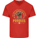 A Poodle Dog Mens V-Neck Cotton T-Shirt Red