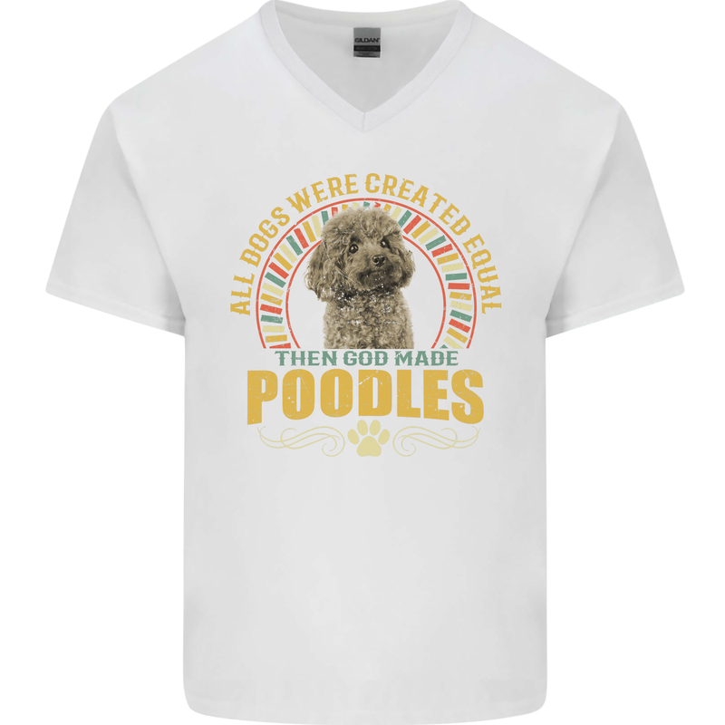 A Poodle Dog Mens V-Neck Cotton T-Shirt White