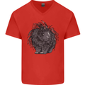 A Porcupine Mens V-Neck Cotton T-Shirt Red