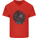A Porcupine Mens V-Neck Cotton T-Shirt Red