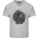 A Porcupine Mens V-Neck Cotton T-Shirt Sports Grey