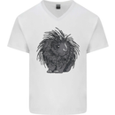 A Porcupine Mens V-Neck Cotton T-Shirt White