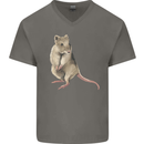 A Potoroo Mens V-Neck Cotton T-Shirt Charcoal