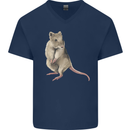 A Potoroo Mens V-Neck Cotton T-Shirt Navy Blue