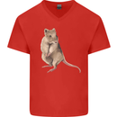 A Potoroo Mens V-Neck Cotton T-Shirt Red