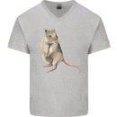 A Potoroo Mens V-Neck Cotton T-Shirt Sports Grey