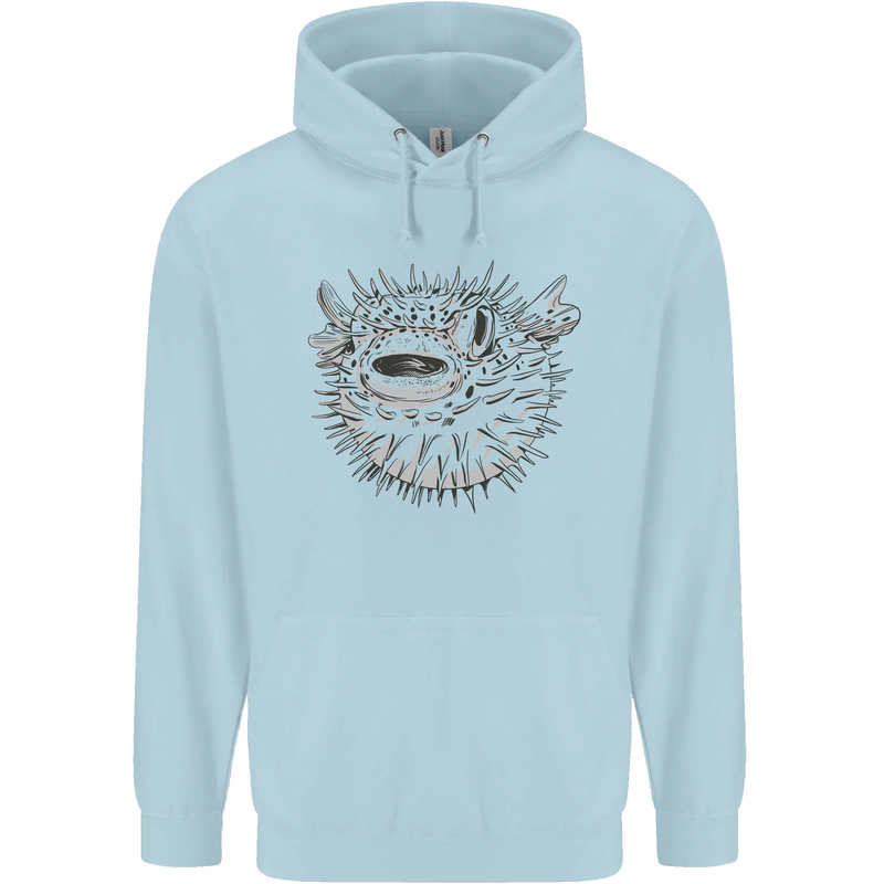 A Pufferfish Puffer Illustration Childrens Kids Hoodie Light Blue