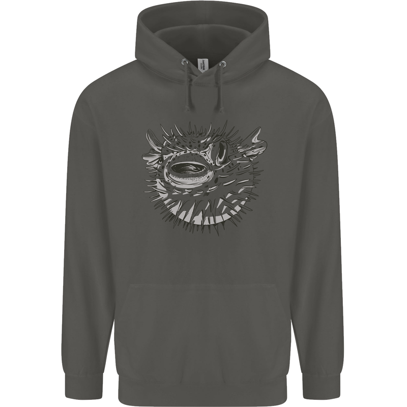 A Pufferfish Puffer Illustration Childrens Kids Hoodie Storm Grey