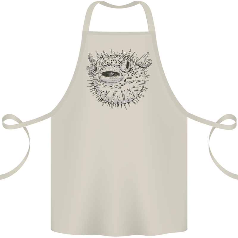 A Pufferfish Puffer Illustration Cotton Apron 100% Organic Natural