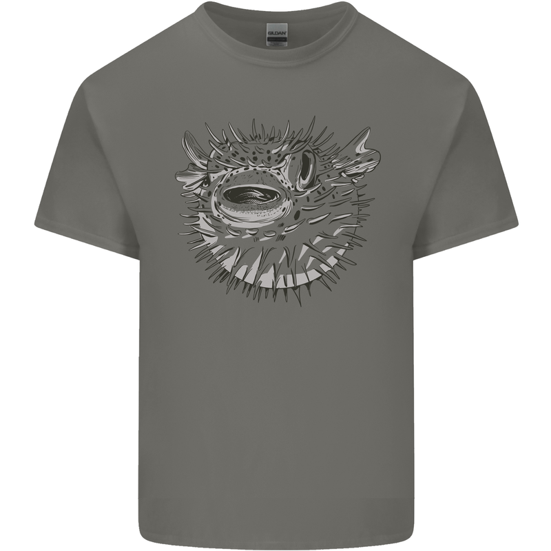 A Pufferfish Puffer Illustration Kids T-Shirt Childrens Charcoal