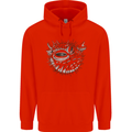 A Pufferfish Puffer Illustration Mens 80% Cotton Hoodie Bright Red