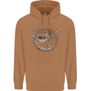 A Pufferfish Puffer Illustration Mens 80% Cotton Hoodie Caramel Latte