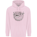 A Pufferfish Puffer Illustration Mens 80% Cotton Hoodie Light Pink